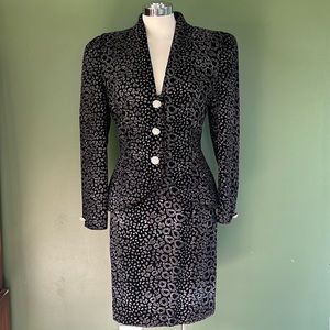 SHOWSTOPPER Vintage 80s / 90s Lillie Ruben Sparkle Skirt & Jacket Suit Set Sz 6